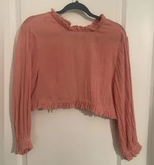 🌸 💓Wonen’s Boho Crop Top With Open Back Tie Pink Size XS thumbnail 1