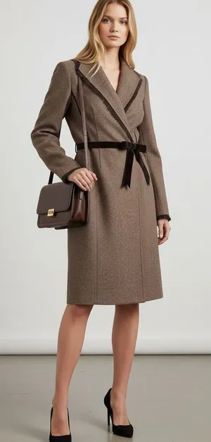 Liz Claiborne Dresses Atelier textured tweed wrap-style coat dress Brown 4 thumbnail 1