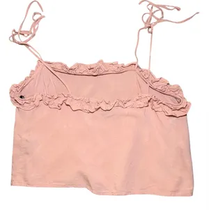 Y2K Pink Ruffle Tie Strap Crop Top Boho Babydoll‎ Cami Size Medium thumbnail 8