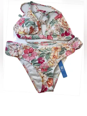 Cupshe Set NWT Women’s Pink Multi Floral Bikini Swimsuit Size‎ S thumbnail 16