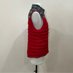 Ruff Hewn Red Quilted Puffer Vest with Black Plaid Fleece Trim Size Small thumbnail 8