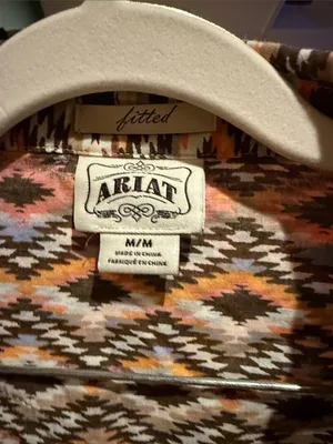 Ariat Women's Aztec-Print Button Down Shirt in Pink, Blue & Brown thumbnail 4