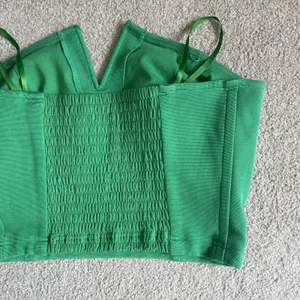 Maeve by Anthropologie Corset Style Crop Top Strapless Green Women's Size Large thumbnail 4