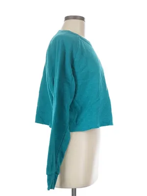 Aviator Nation Teal Cropped Sweatshirt with Gradient Lightning Bolt thumbnail 3