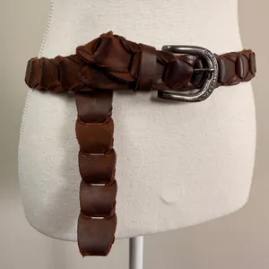 Levi Strauss & Co Brown Braided Genuine Leather Belt 34 85 Silver Buckle 3560 thumbnail 2