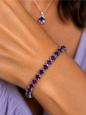 Handcrafted bracelet with sparkly amethyst Swarovski crystal Silver thumbnail 3