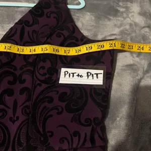 Maurices Damask Velvet Flocked High Low Dress XL Purple Cocktail Dark Romantic thumbnail 6