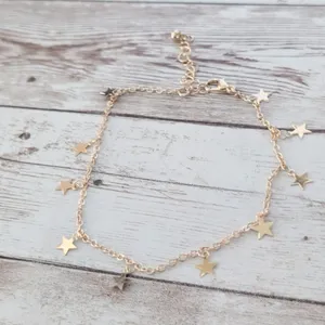 Gold Tone Anklet with Star Charms thumbnail 4