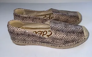 Sam Edelman Taupe Snake-Print Espadrille Flats thumbnail 1