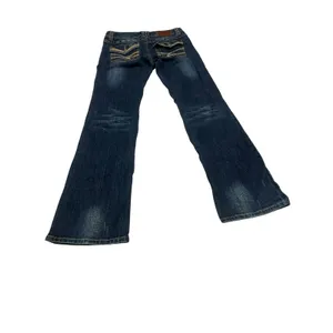 Adiktd Womens Flare Jeans 4 W28 Dark Wash Rhinestone Embellished Y2K Western thumbnail 2
