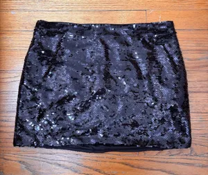 Forever 21 Skirt Black Sequin Mini thumbnail 1
