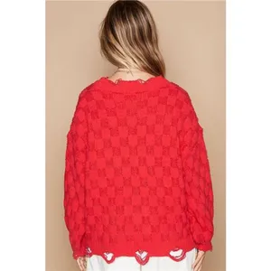 POL Checkered Distressed‎ Edge Sweater thumbnail 2