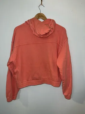 Aerie sun washed coral full zip up elastic waist hoodie with pockets thumbnail 6