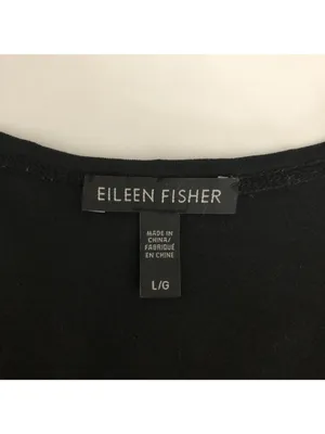 Eileen Fisher Womens Black Silk Scoop Neck Short Sleeve T-Shirt Minimalist L thumbnail 3