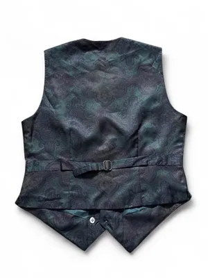 Classiques Entier Silk Teal and Black Paisley Vest Unisex Layering Size Small thumbnail 2