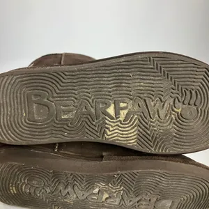 Bearpaw Emma short chocolate brown shearling boots pull‎ on women's size 9 boho thumbnail 7