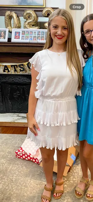 TCEC White Ruffle Mini Dress Sleeve M thumbnail 5