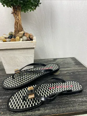 Coach Black & Gold Flip Flop Thong Shoes 6 thumbnail 2