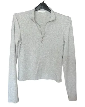 Terranova Gray Women's Long Sleeve Half Zip Large thumbnail 1
