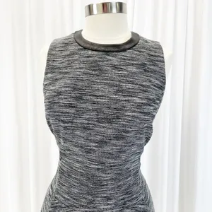 Madewell Womens 10 Anywhere Dress Mini Skater Black White Tweed Faux Leather‎ thumbnail 7