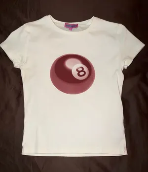 Edikted White Tee with Maroon 8-Ball Graphic thumbnail 1