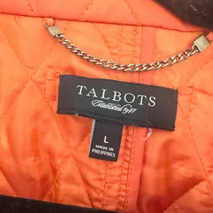 Talbots Diamond Quilted Chore Coat Jacket Pumpkin Orange Fall, Size Large thumbnail 2