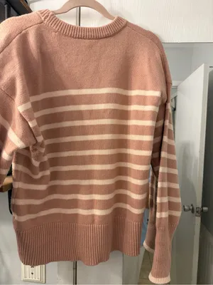 Philosophy Striped Crewneck Sweater in Blush and Cream thumbnail 3