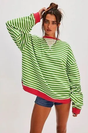 Free people Classic Striped Oversized Crewneck thumbnail 1