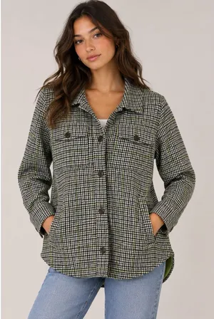 Nikki Jones Montreal Green Houndstooth Button Front‎ Jacket Womens Medium thumbnail 1