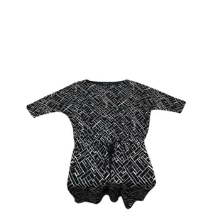 LAUREN‎ Ralph Lauren Dolman Sleeve Drawstring Waist Dress Medium Black Print thumbnail 4