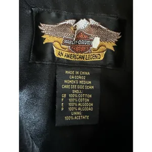 Harley Davidson Black Vest Velvet Embroidered Zip Women’s Medium Biker Goth Y2K thumbnail 4