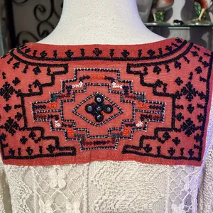 Free People Cream Lace Top with burnt orange Embroidery size small thumbnail 6