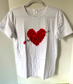 Heart Print Shirt, Medium White thumbnail 1