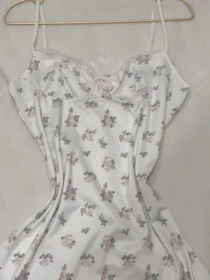 NWT White floral slip dress with lace trim SIZE Small thumbnail 2
