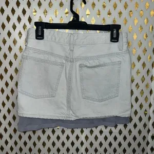Zara grey denim mini skirt layered crossover design with a contrasting gray Y2K thumbnail 5