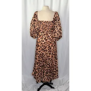 Anthropologie HUTCH Twist Puff Midi Dress Animal Leopard Print Smocked Medium thumbnail 9