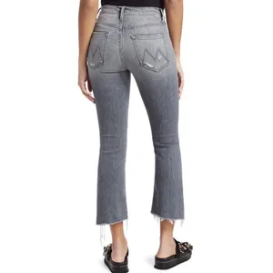 MOTHER TheInsider Crop Step Fray Jeans Ace‎ Of Spades Grey Distressed Size 25 XS thumbnail 3