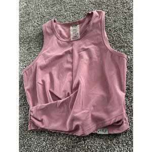TLF Take Life Further Tank Top Womens XS Pink Mauve Cropped Twist Front thumbnail 4