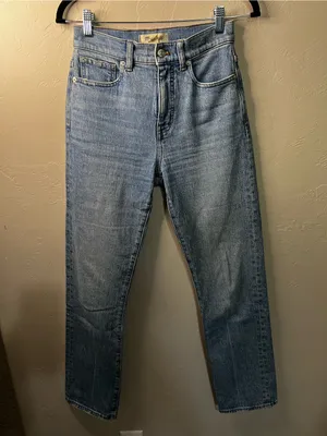 Madewell 90s Straight High Rise Jeans Rondell Wash Crease Edition Denim thumbnail 2