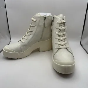 Dr Scholls‎ Time Off Up White Lace Up High Top Platform Boots Womens 10M thumbnail 4