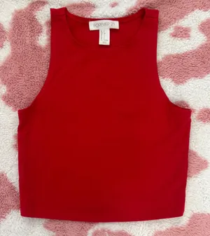 Y2K Cherry Red High Neck Crop Tank Top ❤️ Coquette Clean Girl Baddie Basic thumbnail 1