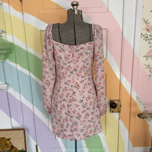 NWT Altar’d State Floral Side Ruche Puff Sleeve Mini Dress Sz Med 🍄 thumbnail 5