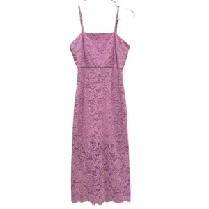 NEW BHLDN Anthropologie Maria Purple‎ Pink mauve Sleeveless Lace Midi Dress XS thumbnail 2
