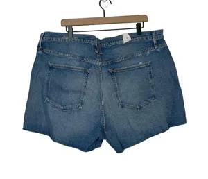 Good American NEW Good 90s Shorts Plus Size 16 Blue Denim High Rise Distressed thumbnail 2