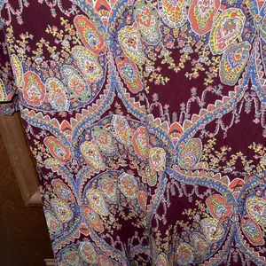 Vintage Paisley Print Wrap Dress in Purple and Blue Size Medium thumbnail 7