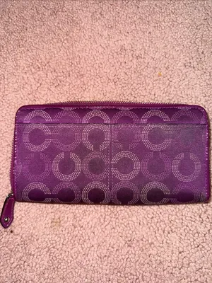 Coach Ashley Op Art Zip Around Wallet Purple thumbnail 6