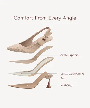 COSY ISLAND EverLush Bowknot Pointed Toe Heeled Slingback Apricot thumbnail 3