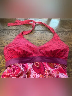 Athleta “Pack Everywhere” Pink Paisley Sun Valley Halter Dress Mini Size 8 thumbnail 6