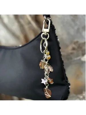 NEW One of a Kind Coastal Twilight Sea Glass Bag Charm Keychain Handmade (#21) thumbnail 3