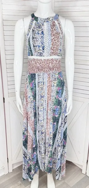 JAASE Endless Summer‎ Boho Multi Floral Print Open Back Maxi Sundress Small thumbnail 1